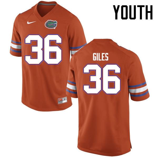 NCAA Florida Gators Eddie Giles Youth #36 Nike Orange Stitched Authentic College Football Jersey GRN5664EJ